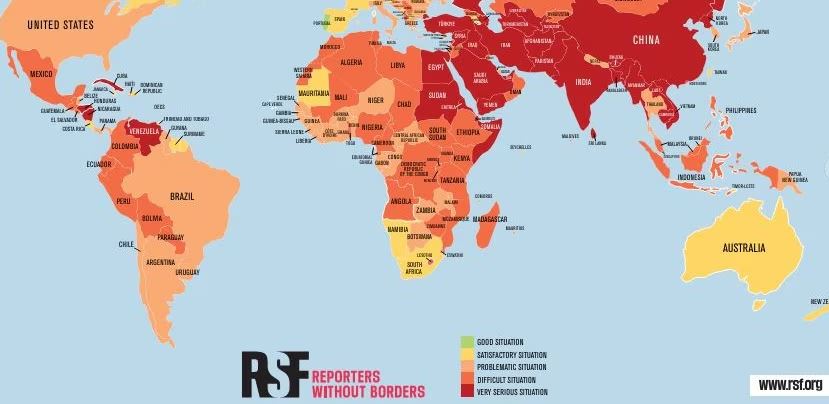 Liria e shtypit, Reporteret Pa Kufij: Shqiperia, e fundit mes vendeve te rajonit